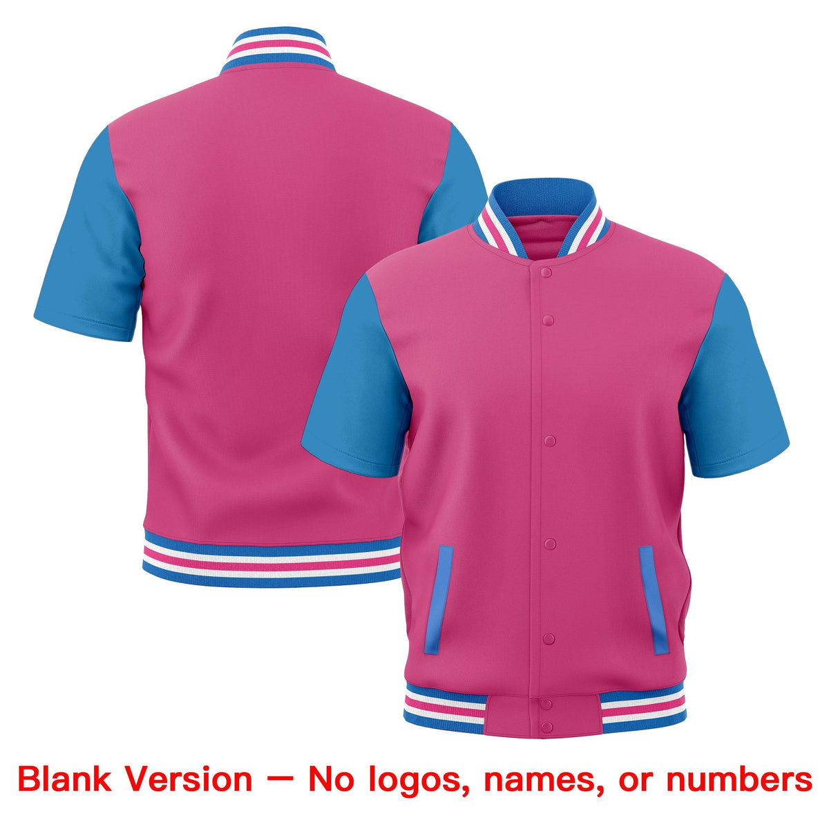 Custom Powder Blue White Pink Full-Snap Classic Style Jacket| KXKSHOP