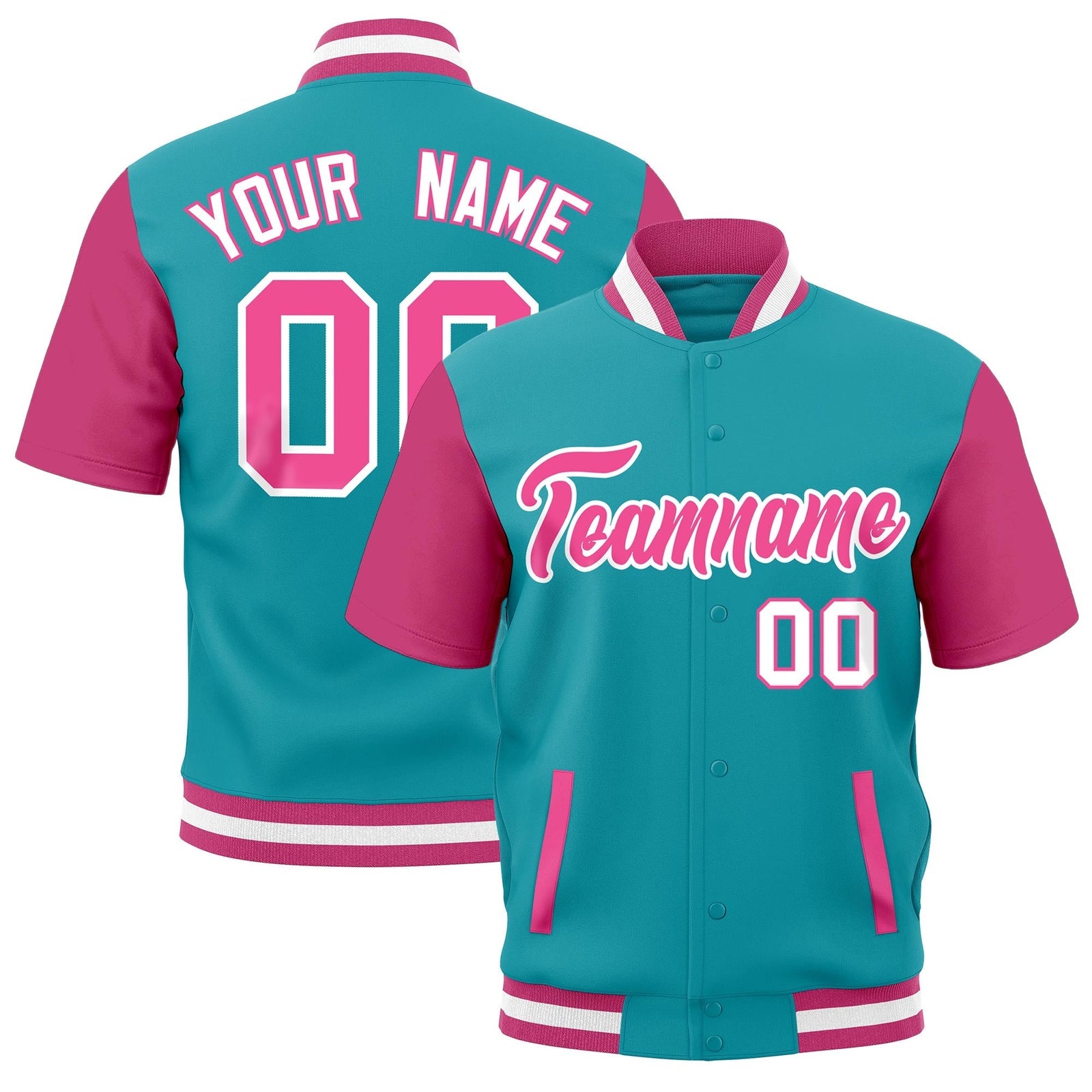 Custom Pink White Full-Snap Classic Style Jacket| KXKSHOP