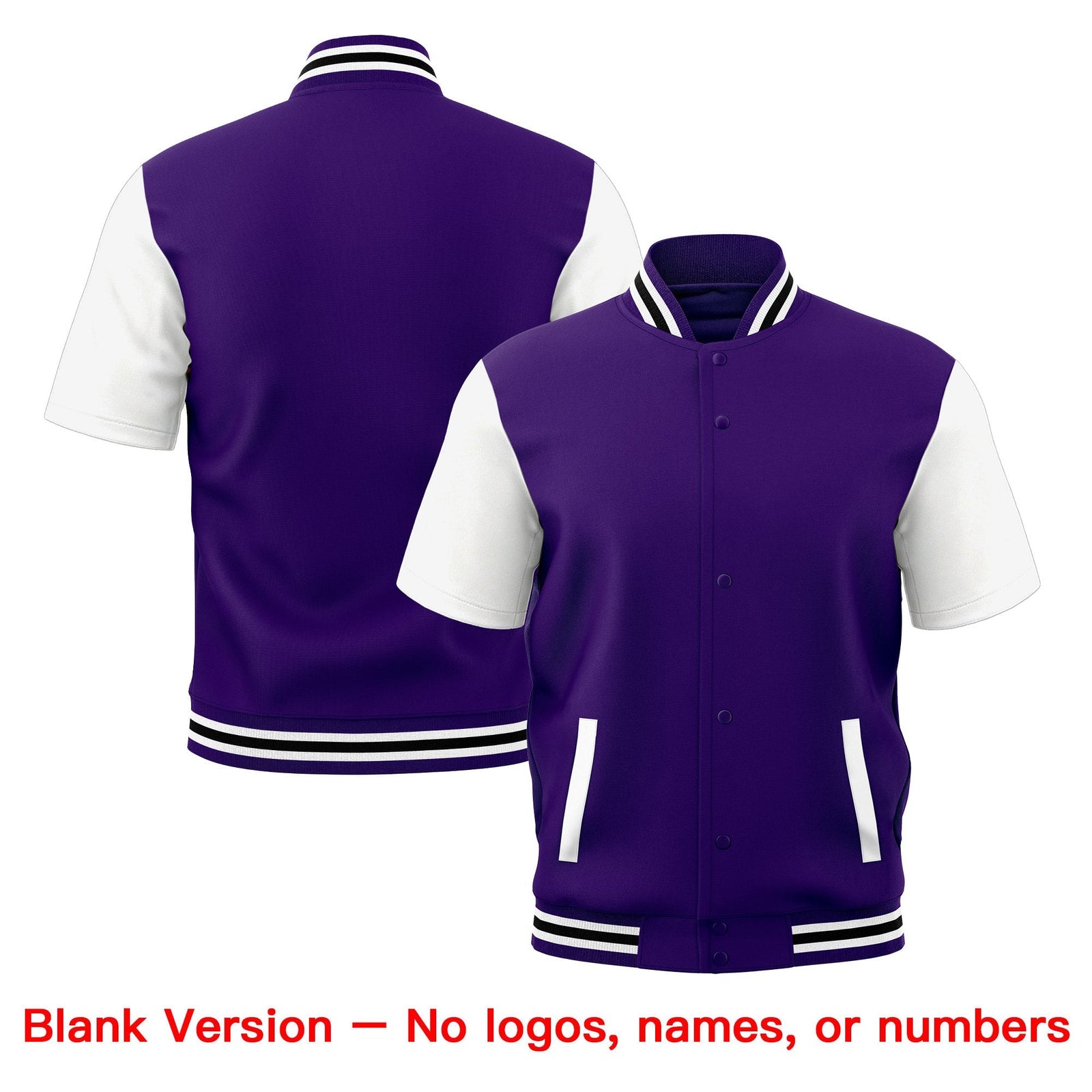 Custom White Purple Black Full-Snap Classic Style Jacket| KXKSHOP