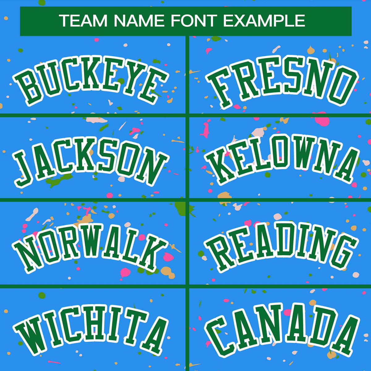 Custom Powder Blue Kelly Green-White Varsity Full-Zip Splash Graffiti Pattern Letterman Jacket