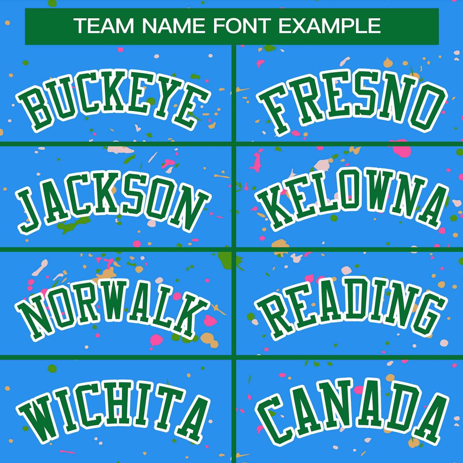 Custom Powder Blue Kelly Green-White Varsity Full-Zip Splash Graffiti Pattern Letterman Jacket