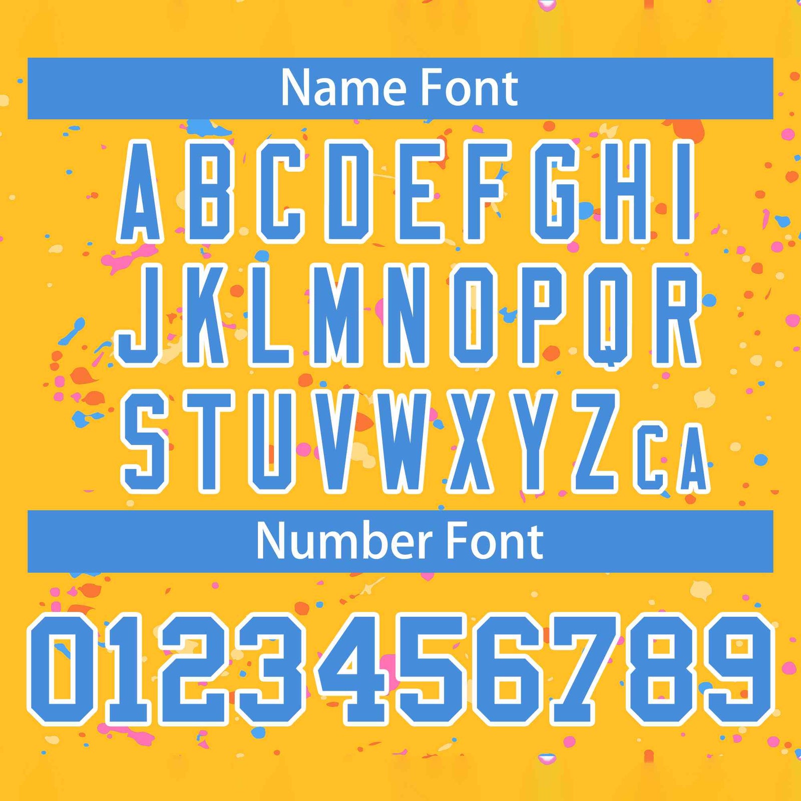 Custom Gold Powder Blue-White Varsity Full-Zip Splash Graffiti Pattern Letterman Jacket