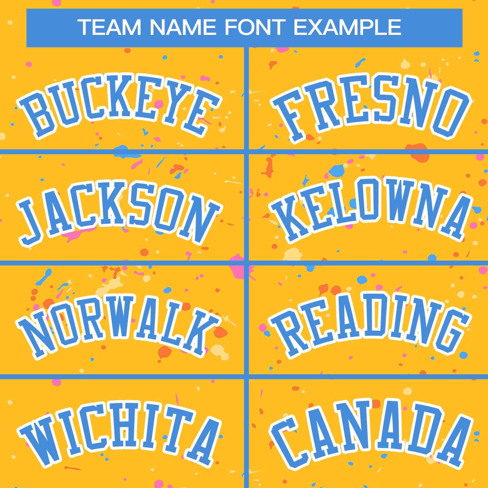 Custom Gold Powder Blue-White Varsity Full-Zip Splash Graffiti Pattern Letterman Jacket