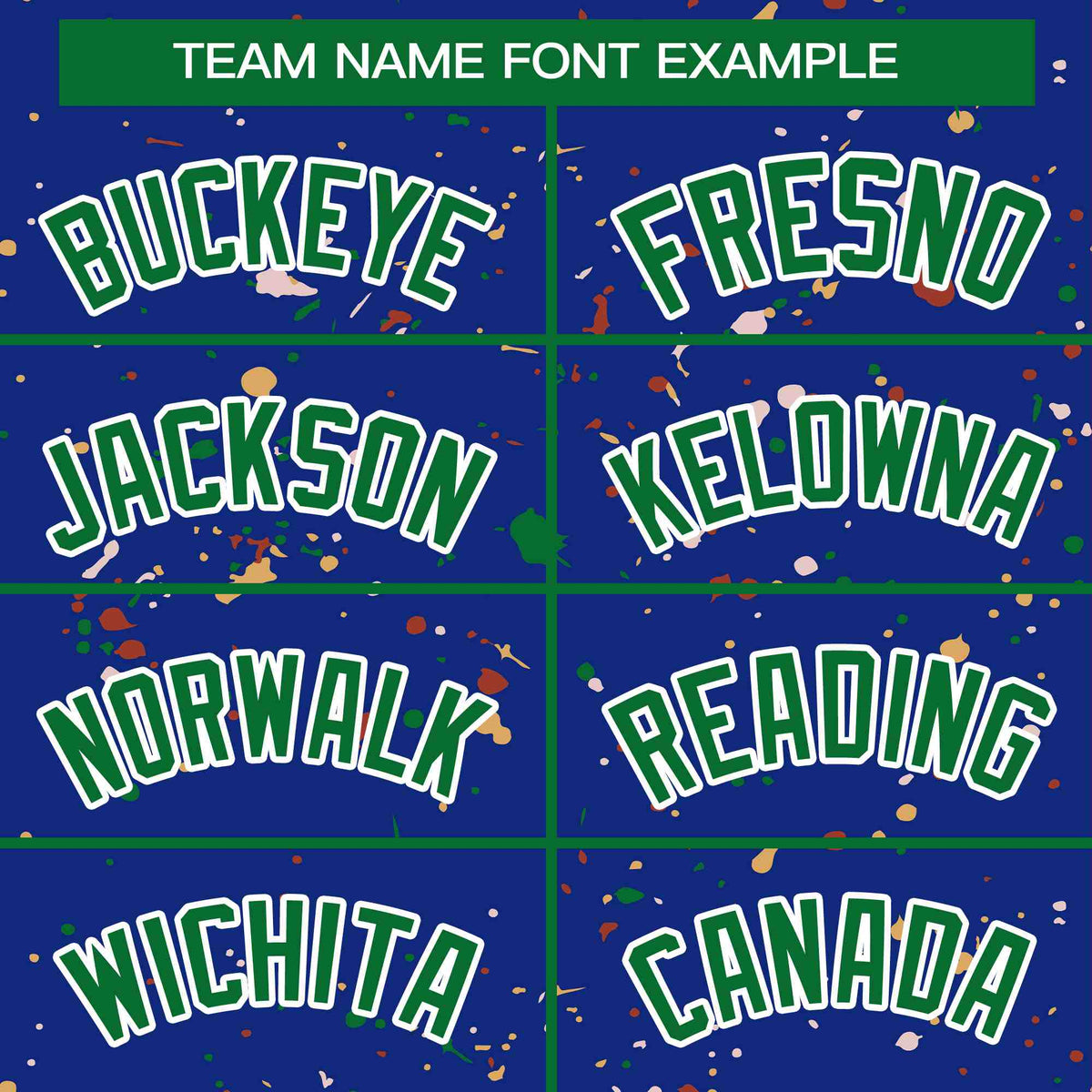 Custom Royal Kelly Green-White Varsity Full-Zip Splash Graffiti Pattern Letterman Jacket