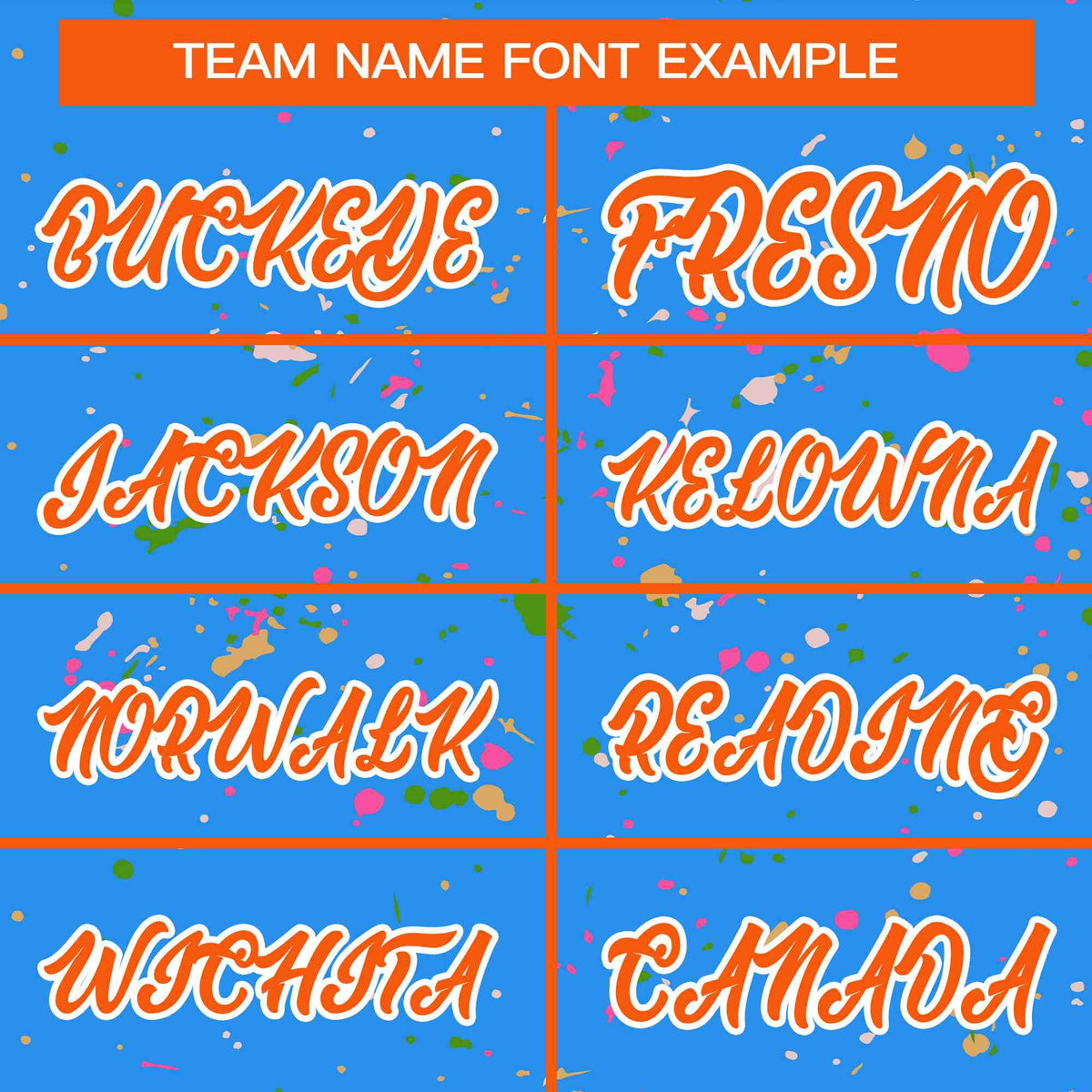 Custom Powder Blue Orange-White Varsity Full-Zip Splash Graffiti Pattern Letterman Jacket