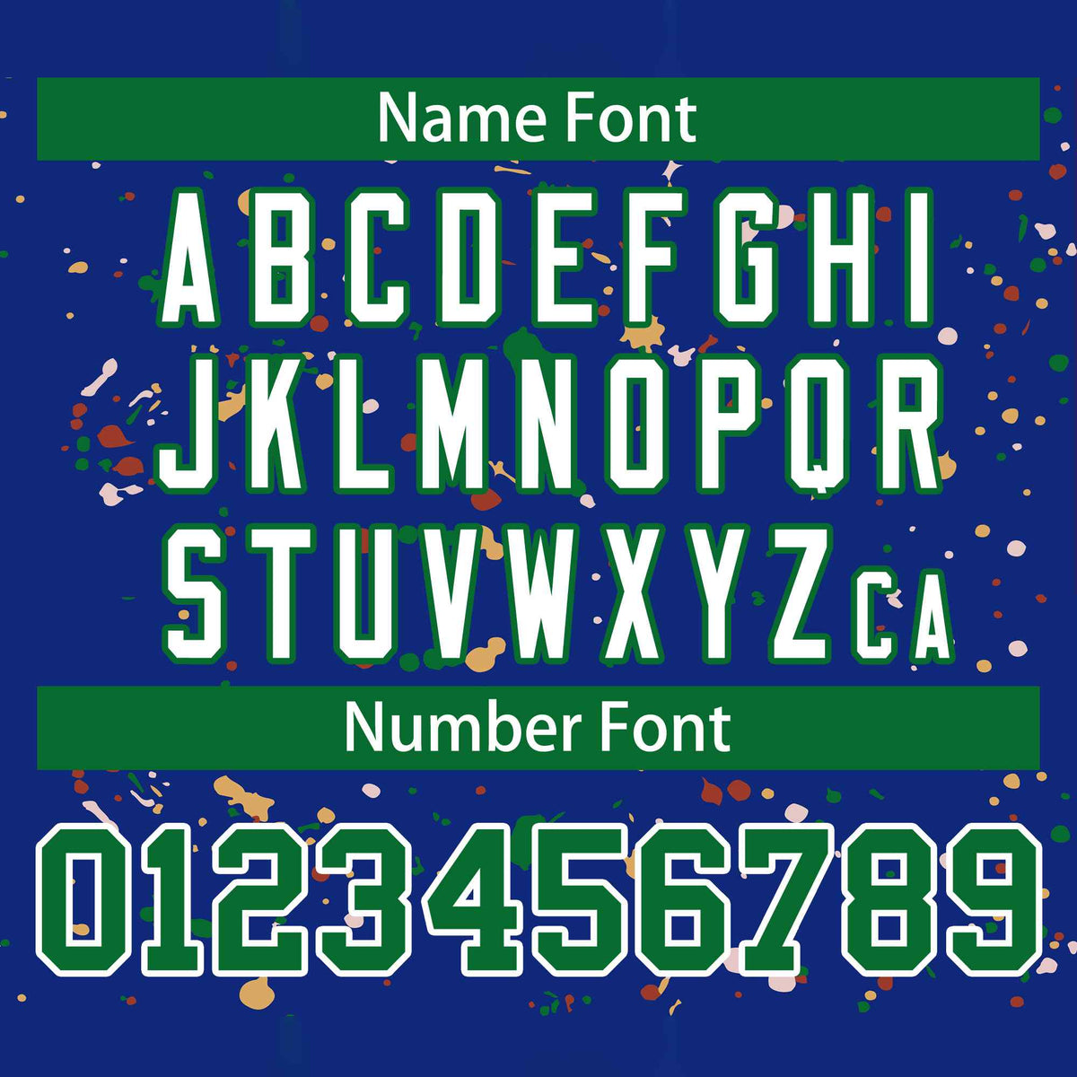 Custom Royal Kelly Green-White Varsity Full-Zip Splash Graffiti Pattern Letterman Jacket