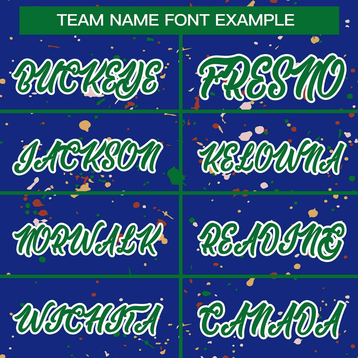 Custom Royal Kelly Green-White Varsity Full-Zip Splash Graffiti Pattern Letterman Jacket