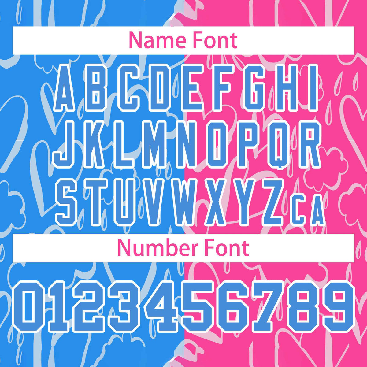 Custom Pink Powder Blue Split Fashion Letterman Bomber Graffiti Pattern Baseball Jacket