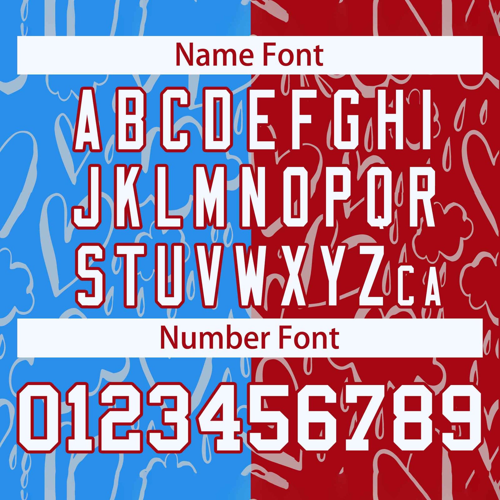 Custom Red Powder Blue-White Split Fashion Letterman Bomber Graffiti Pattern Baseball Jacket