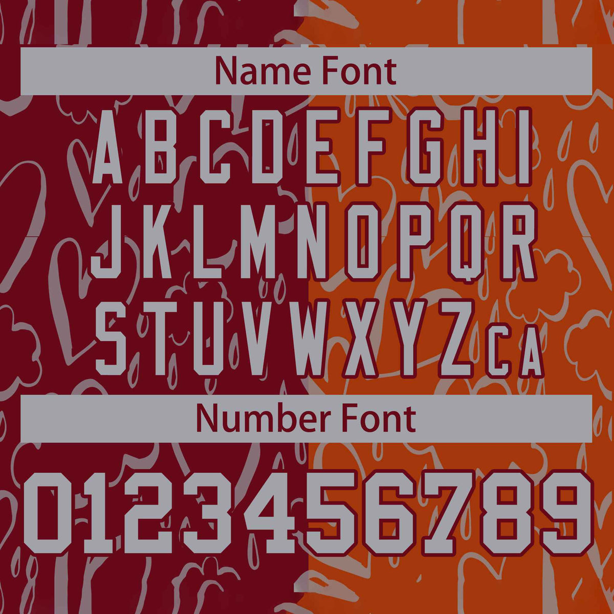 Custom Texas Orange Crimson-Gray Split Fashion Letterman Bomber Graffiti Pattern Baseball Jacket