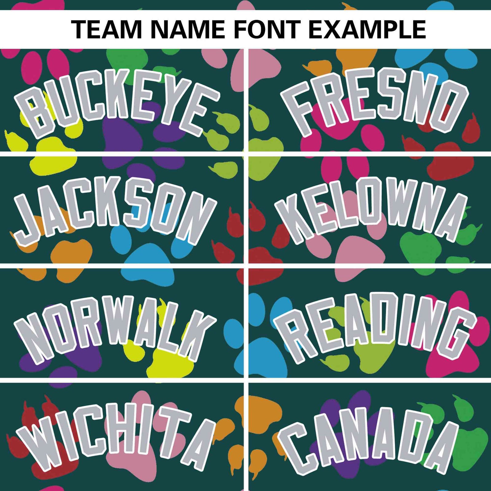 Custom Midnight Green Gray-White Varsity Pets Paw Prints Graffiti Pattern Letterman Baseball Jacket