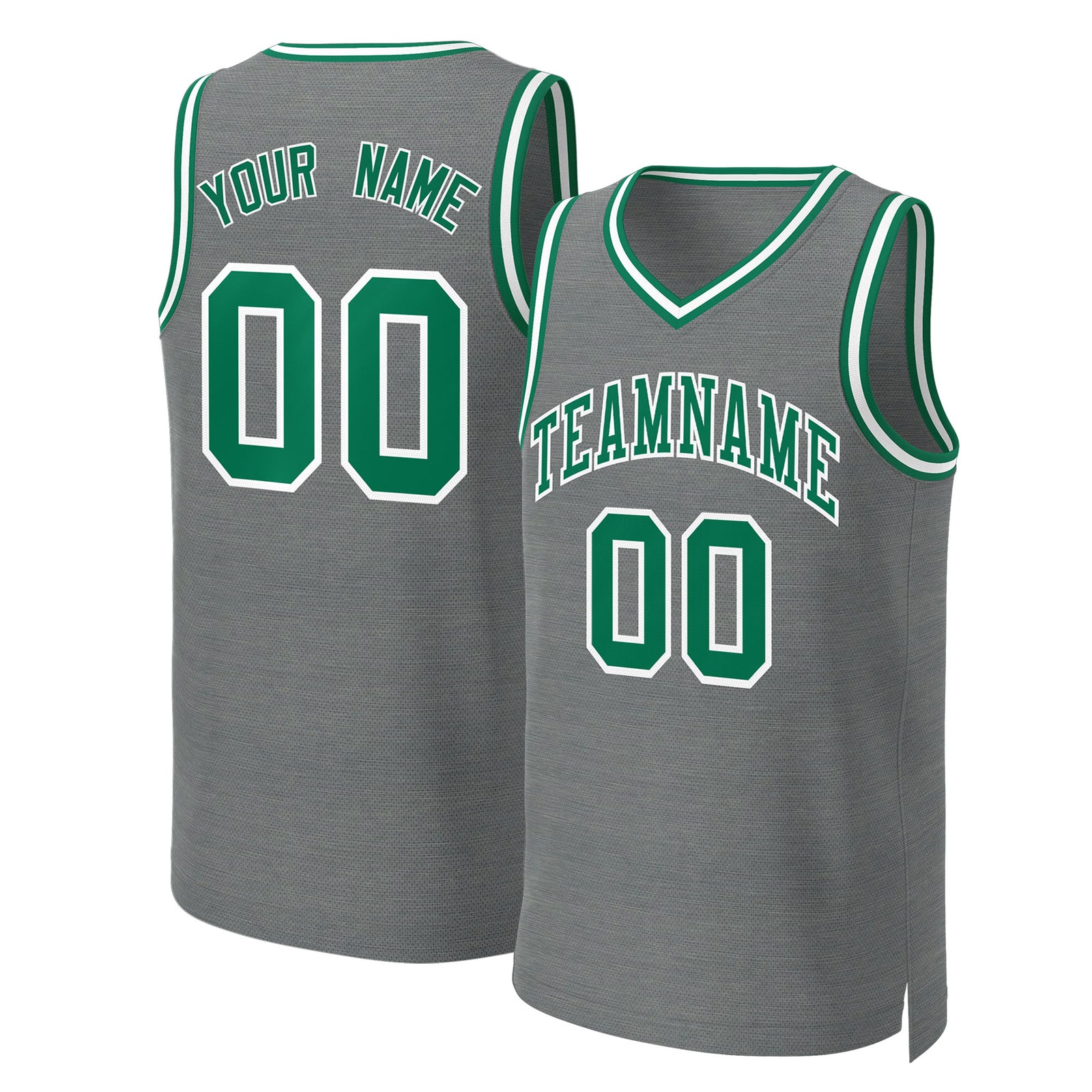 Custom Dark Gray Kelly Green-White Classic Tops Basketball Jersey