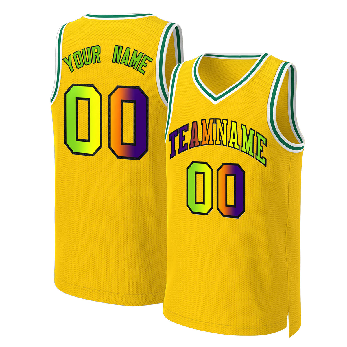 Custom Yellow Purple-Black Classic Gradient Fashion Tops Basketball Jersey