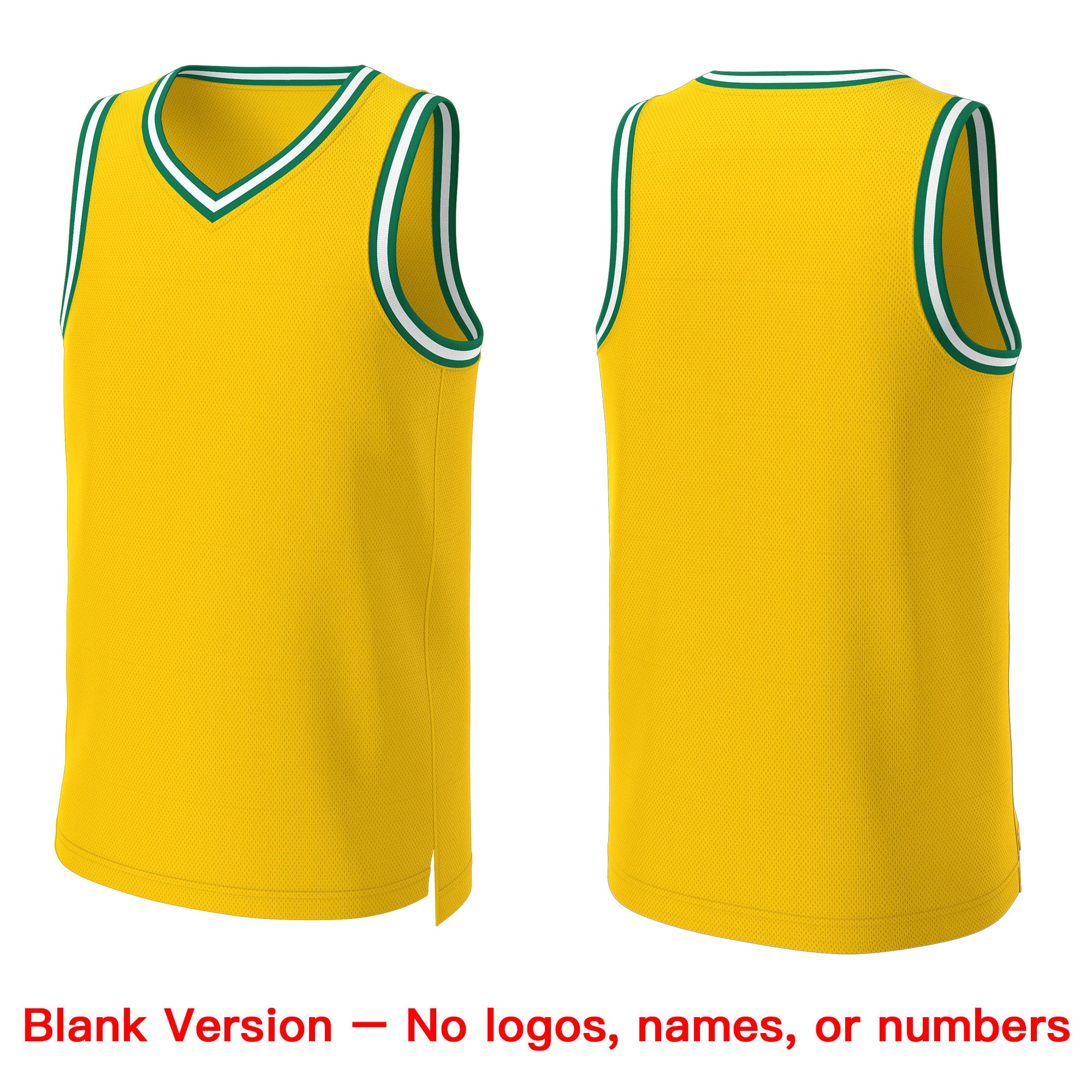 Custom Yellow Kelly Green-White Classic Tops Basketball Jersey