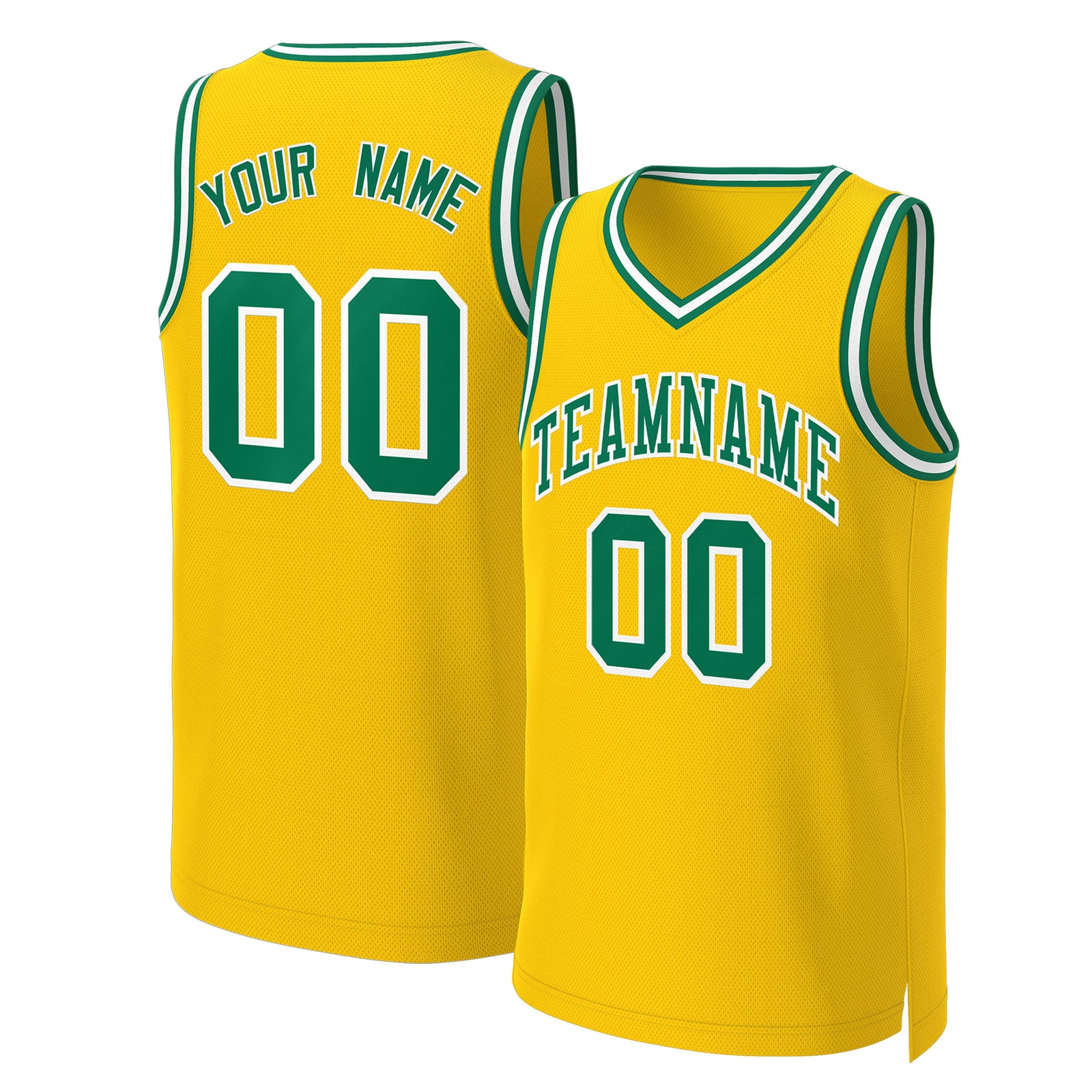 Custom Yellow Kelly Green-White Classic Tops Basketball Jersey