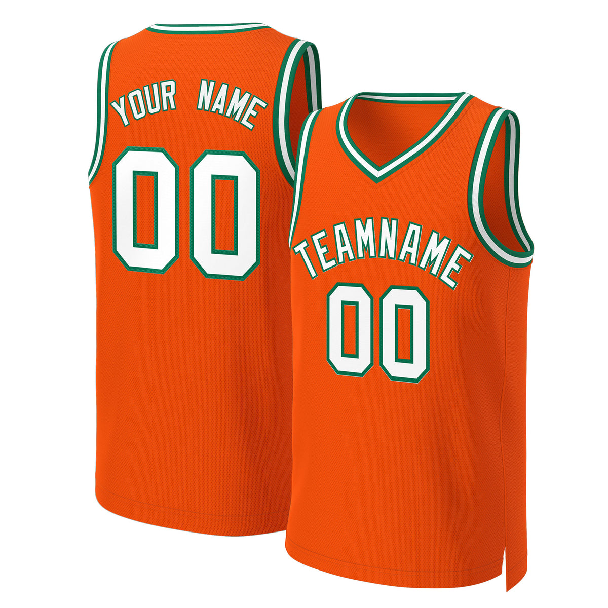 Custom Orange White-Kelly Green Classic Tops Basketball Jersey