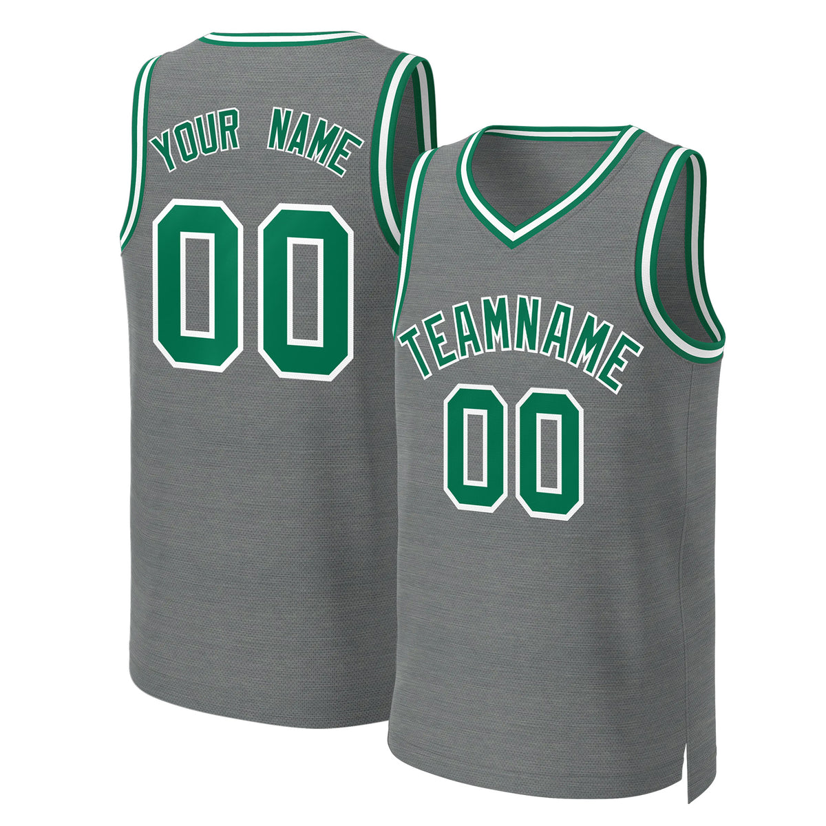 Custom Dark Gray Kelly Green-White Classic Tops Basketball Jersey