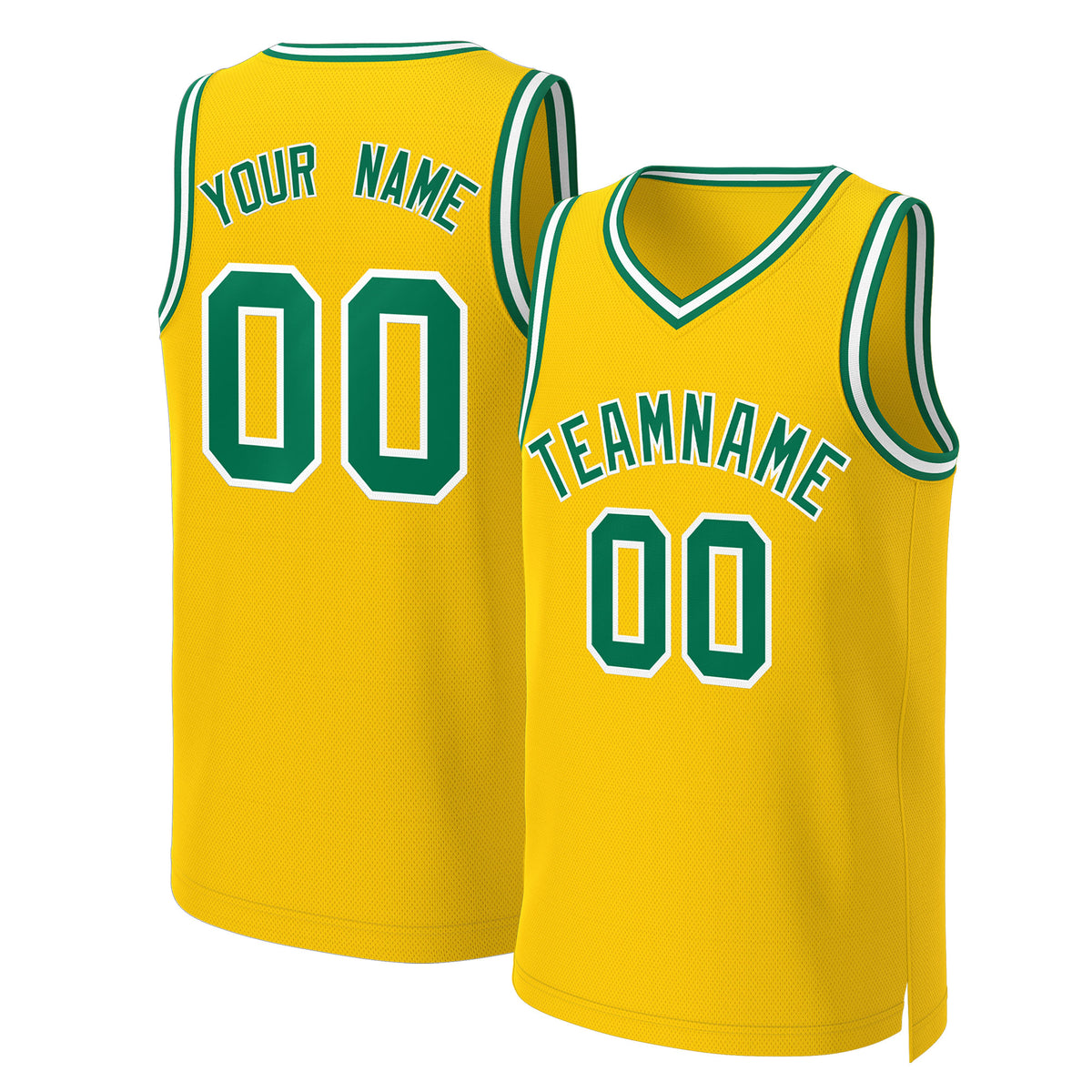 Custom Yellow Kelly Green-White Classic Tops Basketball Jersey