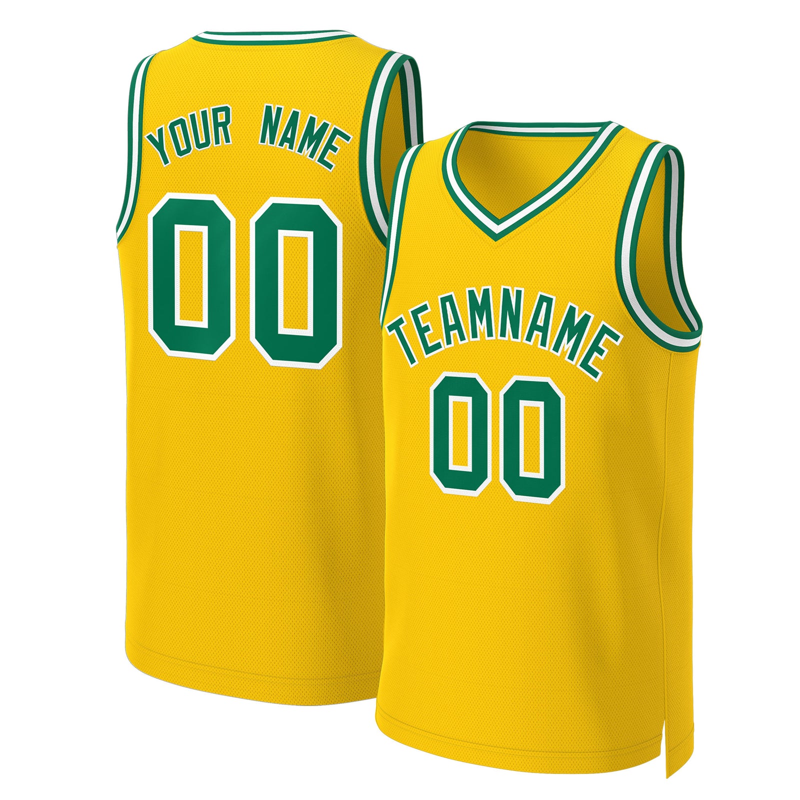 Custom Yellow Kelly Green-White Classic Tops Basketball Jersey