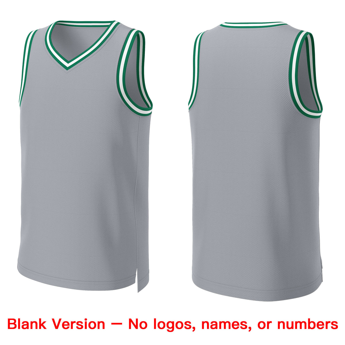 Custom Gray Kelly Green-White Classic Tops Basketball Jersey