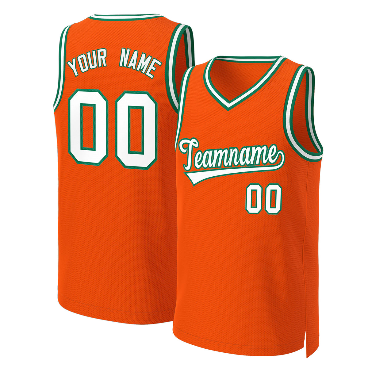Custom Orange White-Kelly Green Classic Tops Basketball Jersey