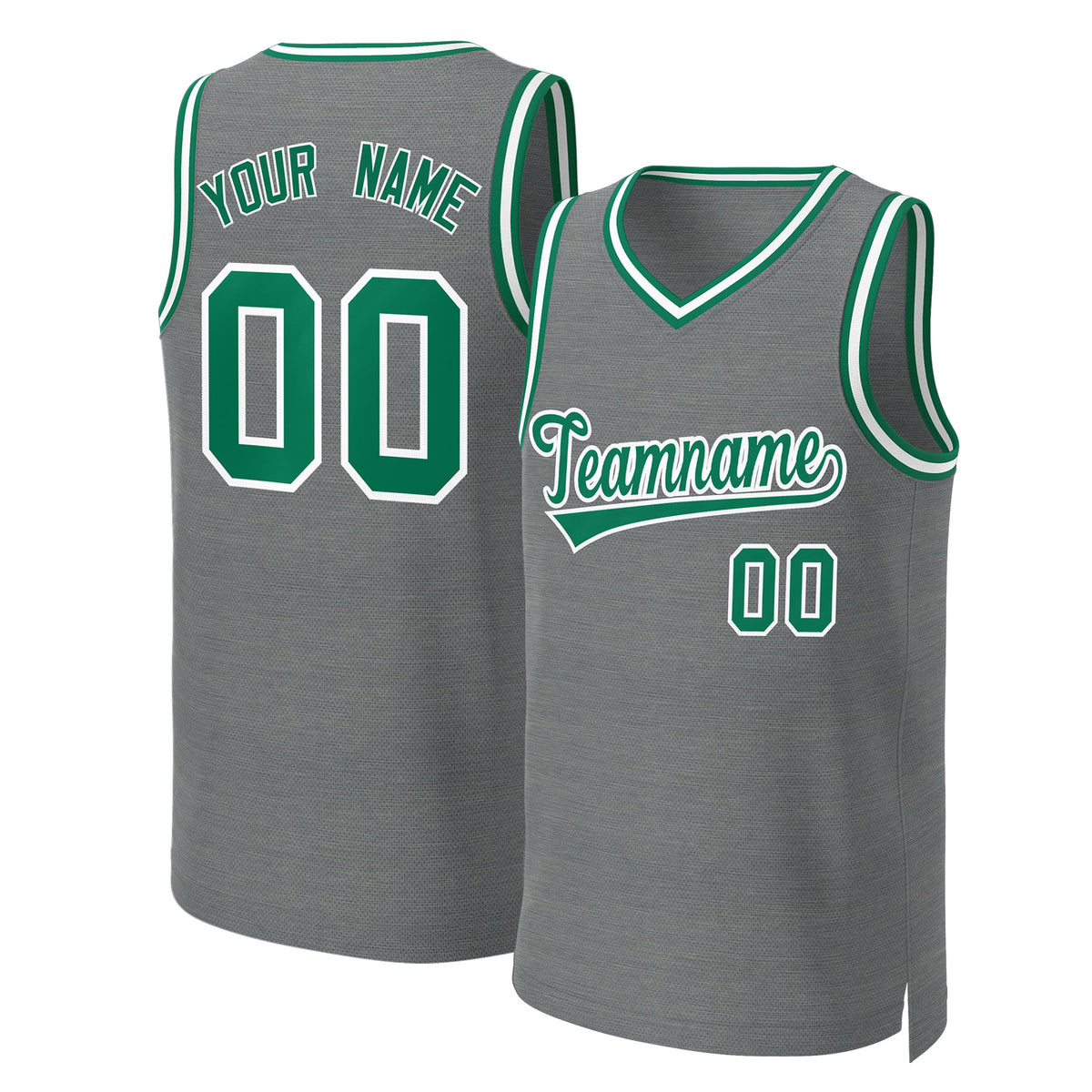 Custom Dark Gray Kelly Green-White Classic Tops Basketball Jersey