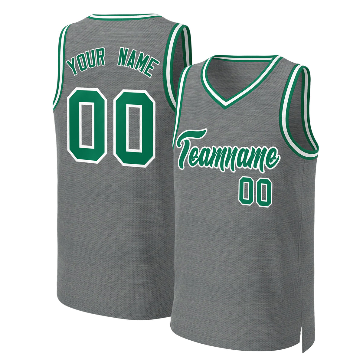 Custom Dark Gray Kelly Green-White Classic Tops Basketball Jersey