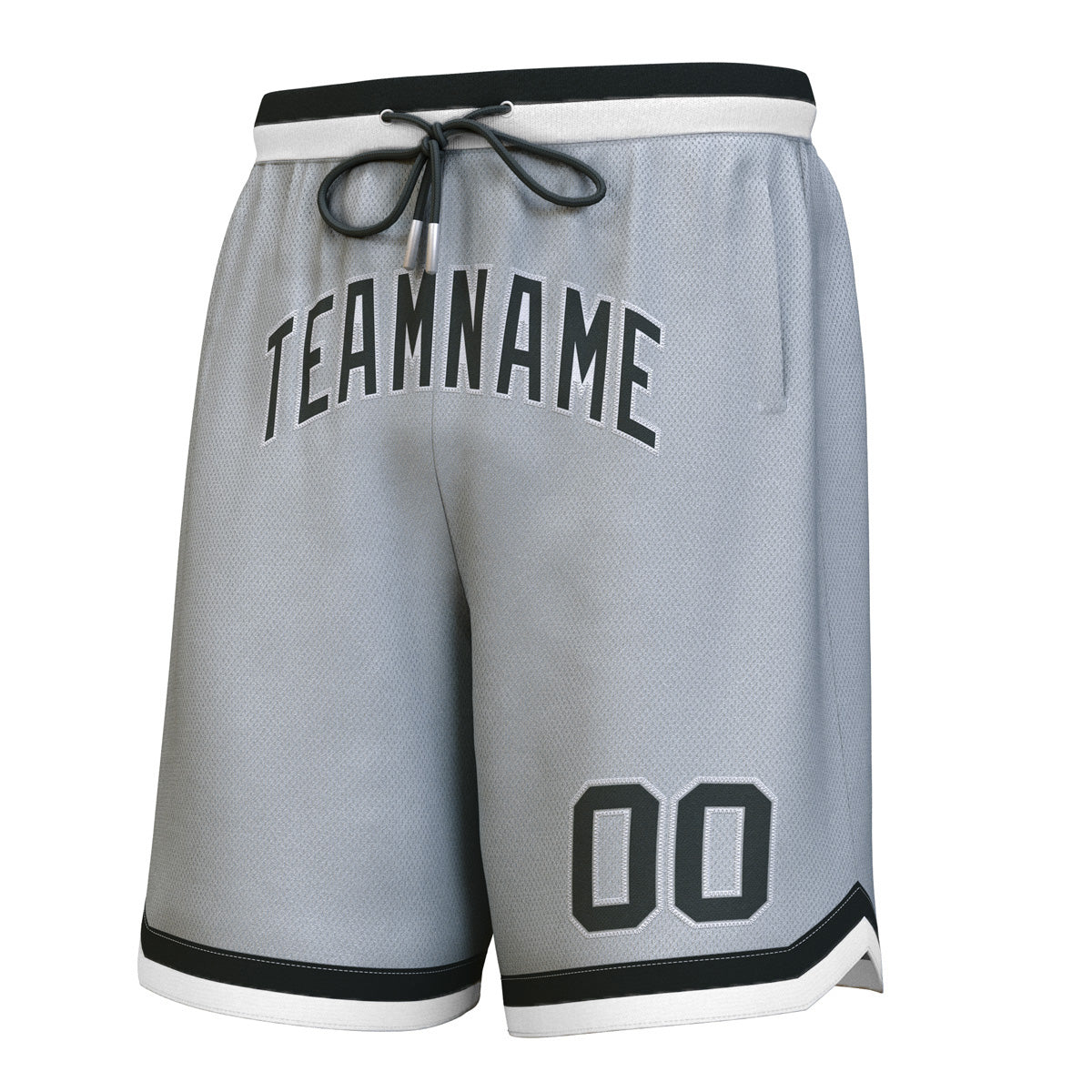Custom Gray Black-White Personalized Basketball Shorts