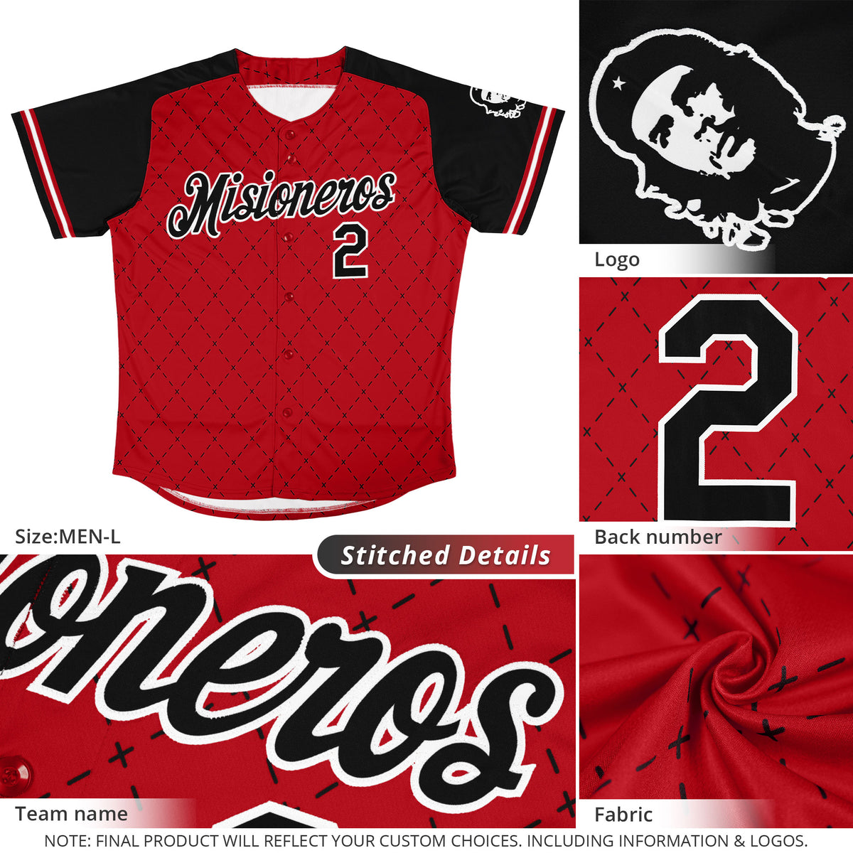 Custom Red Black-White Rhombus Authentic Baseball Jersey