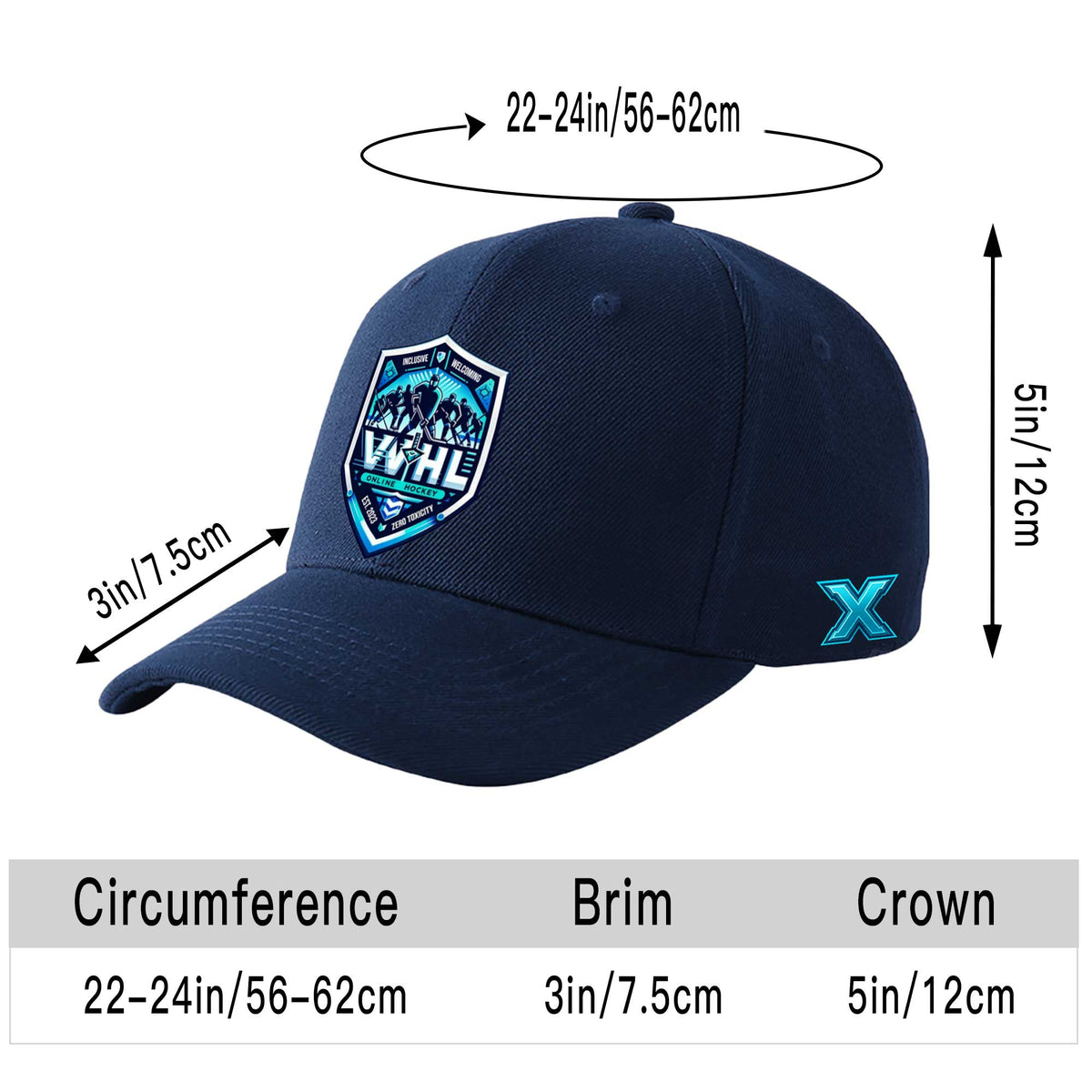 VVHL S10 Season X Navy 3D Puff Embroidery Flat Embroidery Baseball Cap