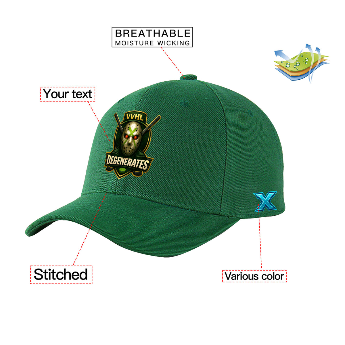 VVHL S10 Season X  3D Degenerates Puff Embroidery Flat Embroidery Baseball Cap