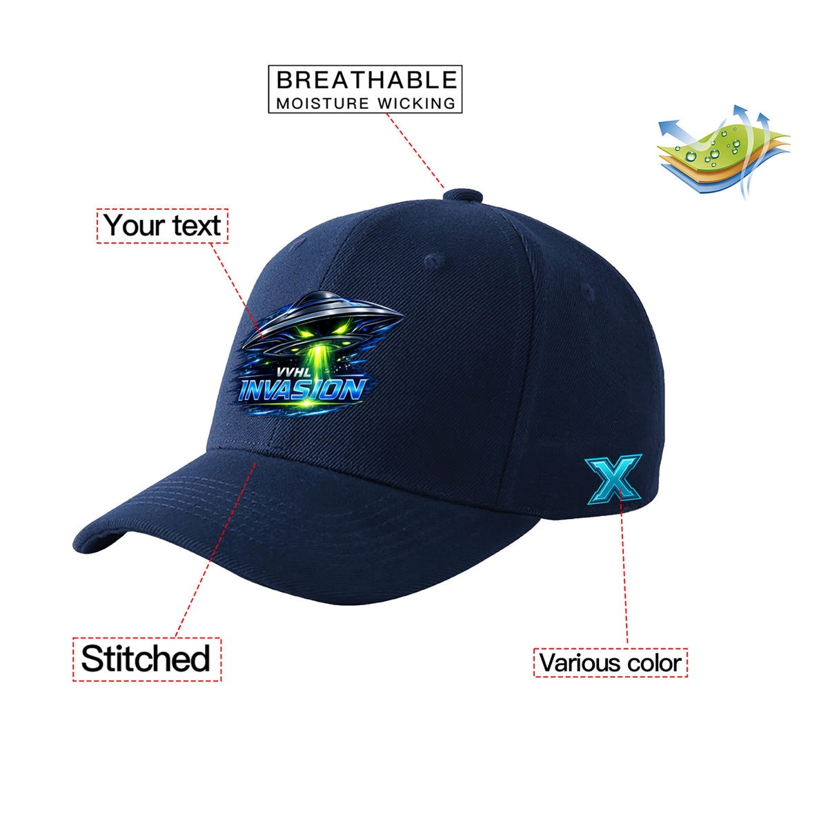 VVHL S10 Season X  Invasion 3D Puff Embroidery Flat Embroidery Baseball Cap