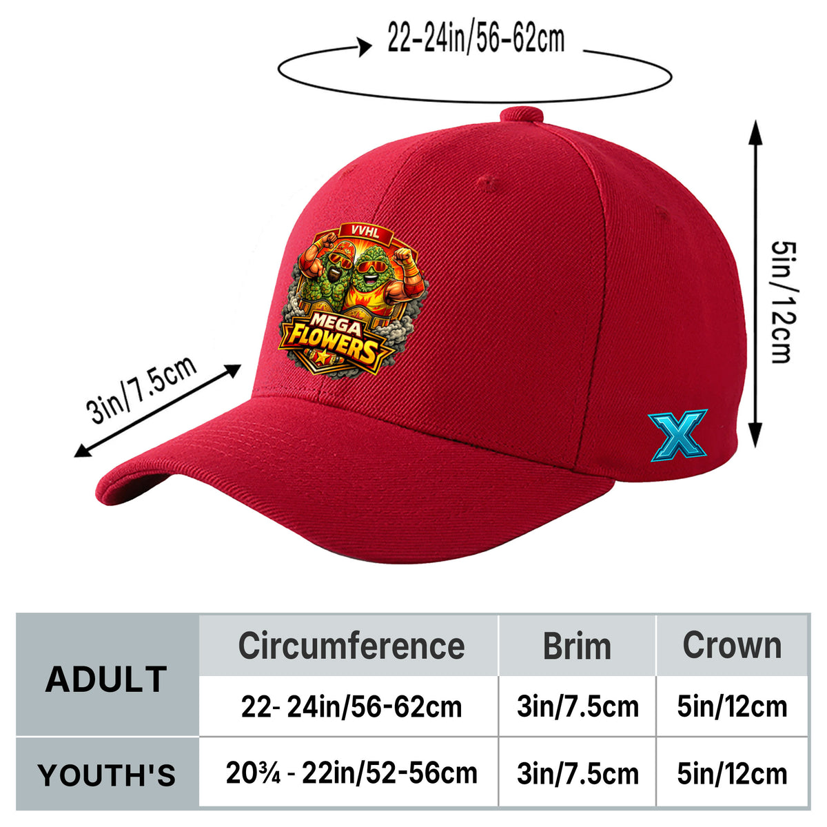 VVHL S10 Season X Mega Flowers3D Puff Embroidery Flat Embroidery Baseball Cap