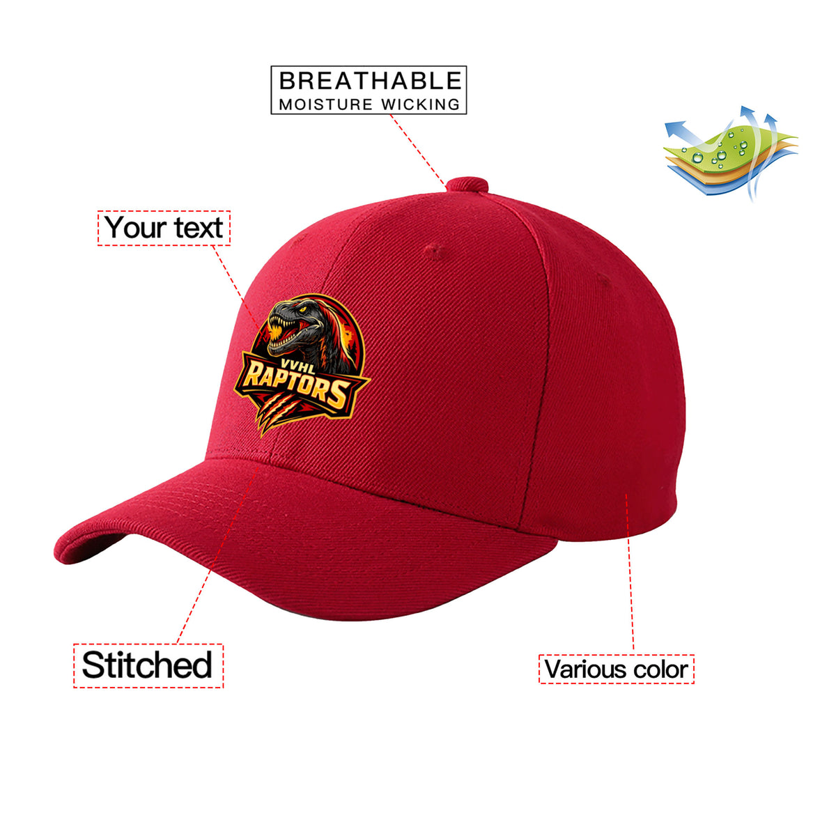 VVHL S10 Season X Raptors 3D Puff Embroidery Flat Embroidery Baseball Cap