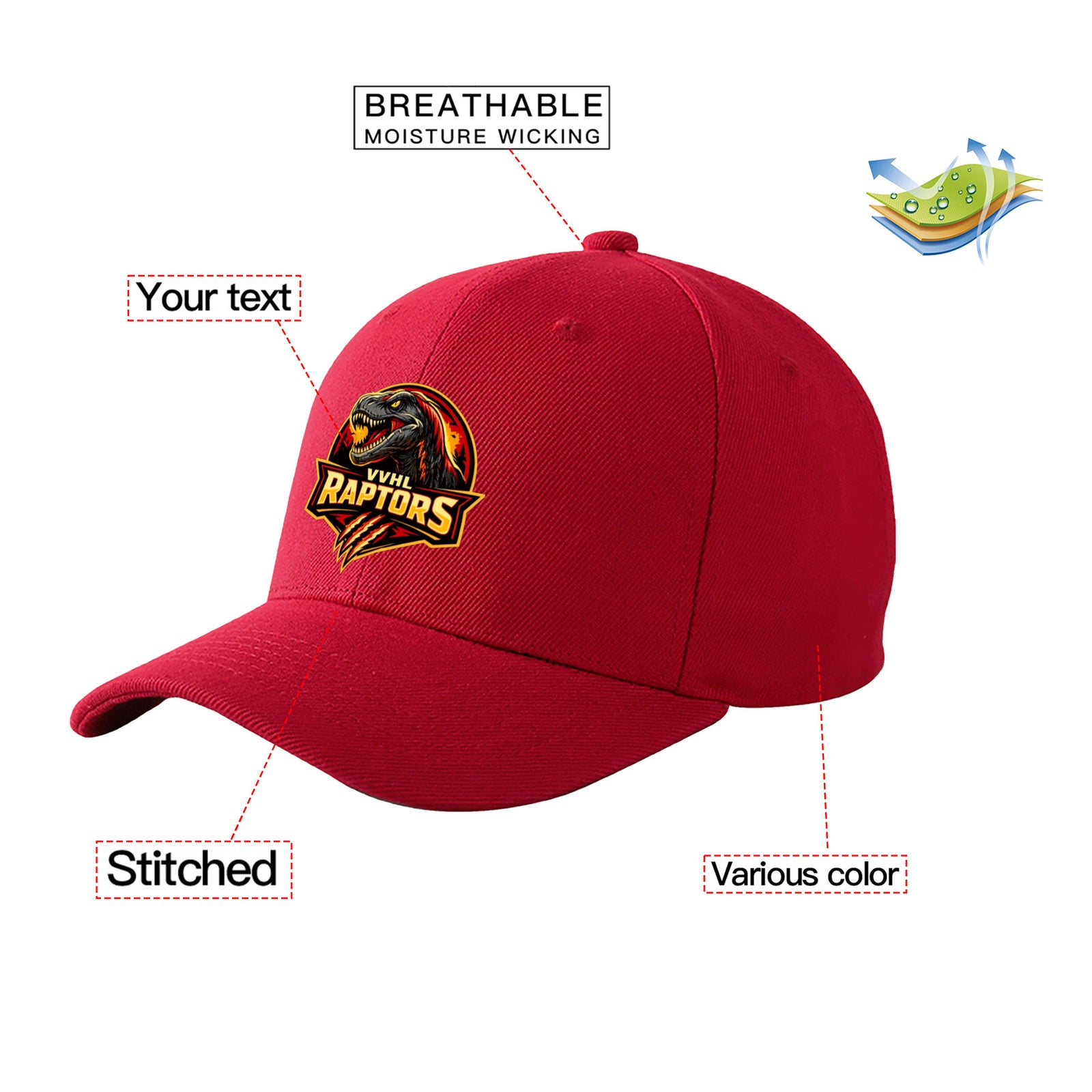 VVHL S10 Season X Raptors 3D Puff Embroidery Flat Embroidery Baseball Cap