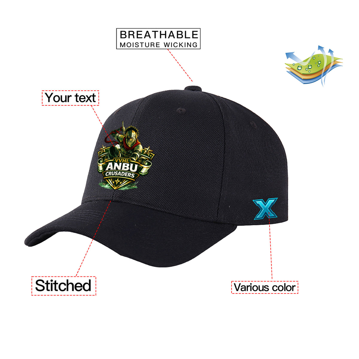 VVHL S10 Season × Anbu Crusaders 3D Puff Embroidery Flat Embroidery Baseball Cap