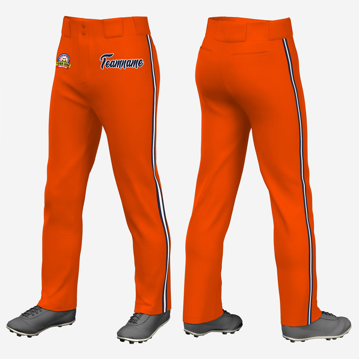 Custom Orange Classic Fit Stretch Practice Loose-fit Baseball Pants
