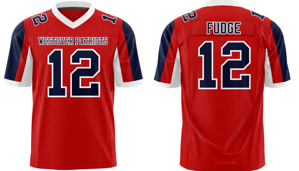 Custom Red Navy-White Classic Style Mesh Authentic Football Jersey
