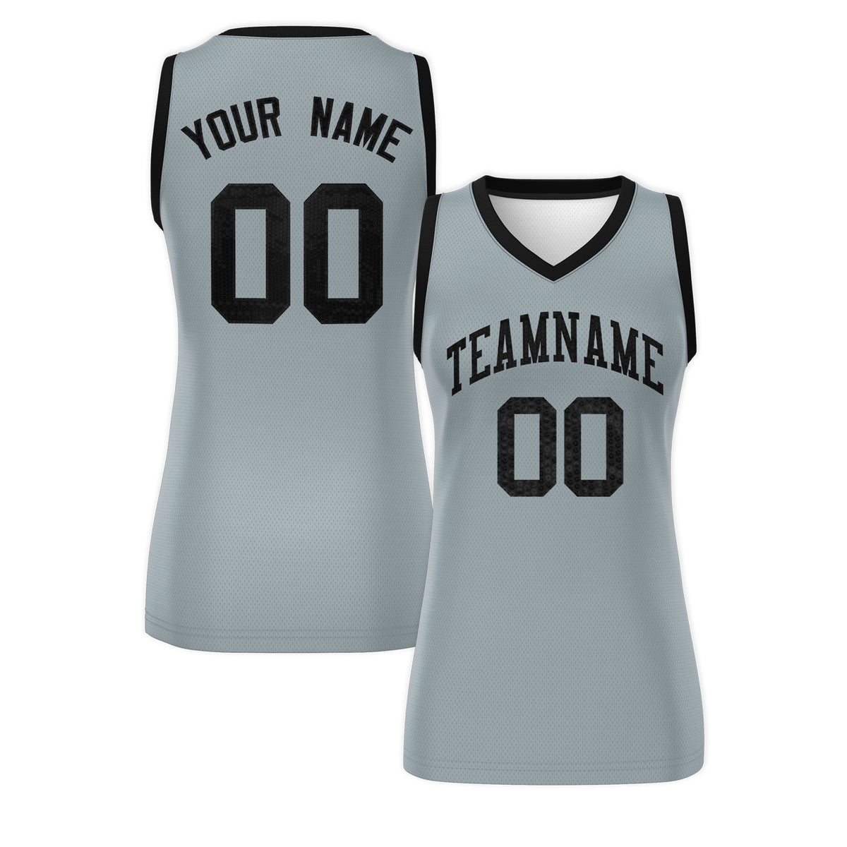 Custom Silver Black Women Basketball Jersey Dress