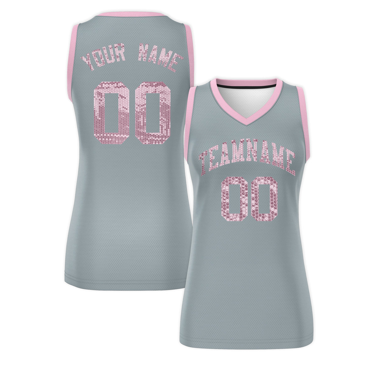 Custom Silver Light Pink Women Basketball Jersey Dress
