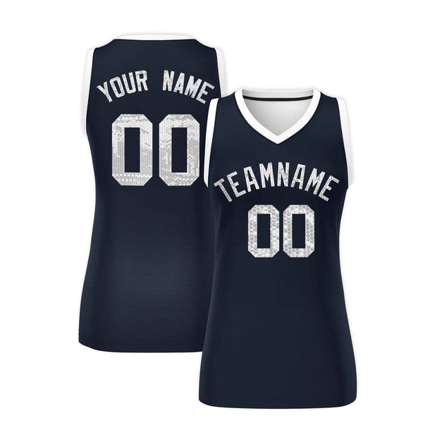 Custom Navy and White Women Basketball Jersey Dress | Kxkshop