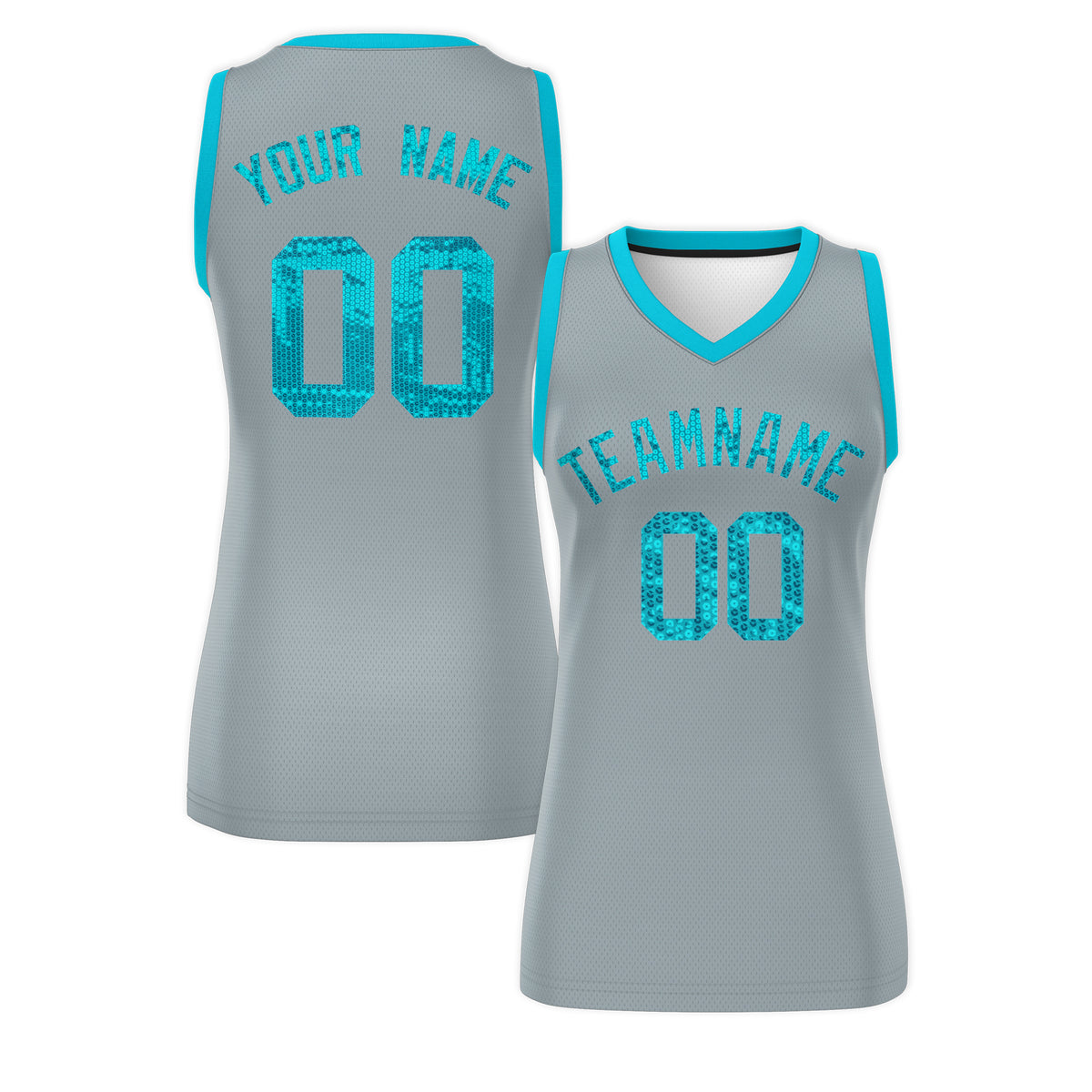 Custom Silver Sky Blue Women Basketball Jersey Dress