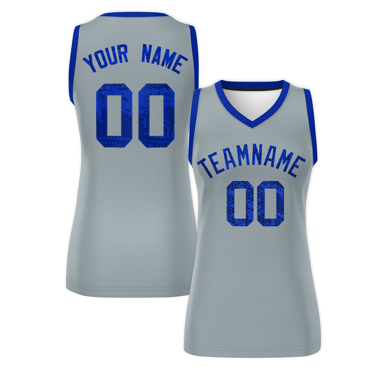 Custom Silver Royal Women Basketball Jersey Dress
