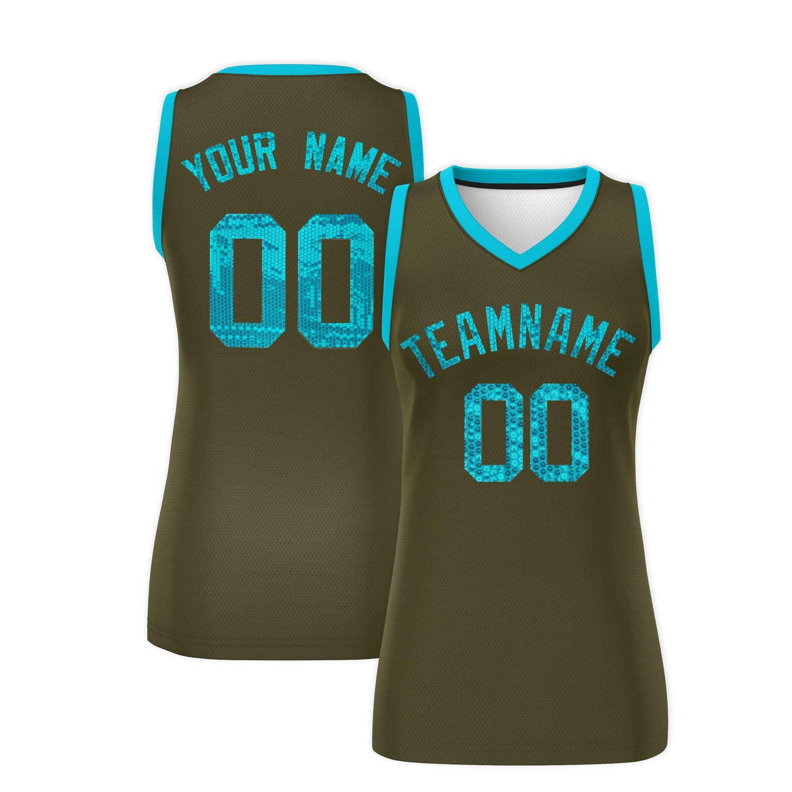Custom Olive Sky Blue Women Basketball Jersey Dress