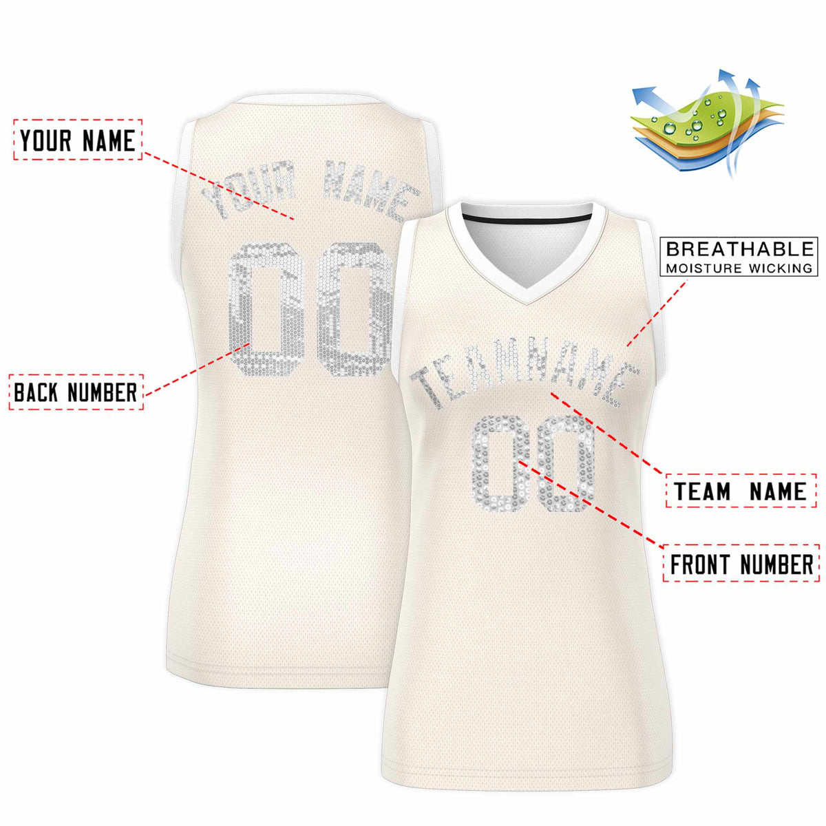 Custom Cream White Women Basketball Jersey Dress