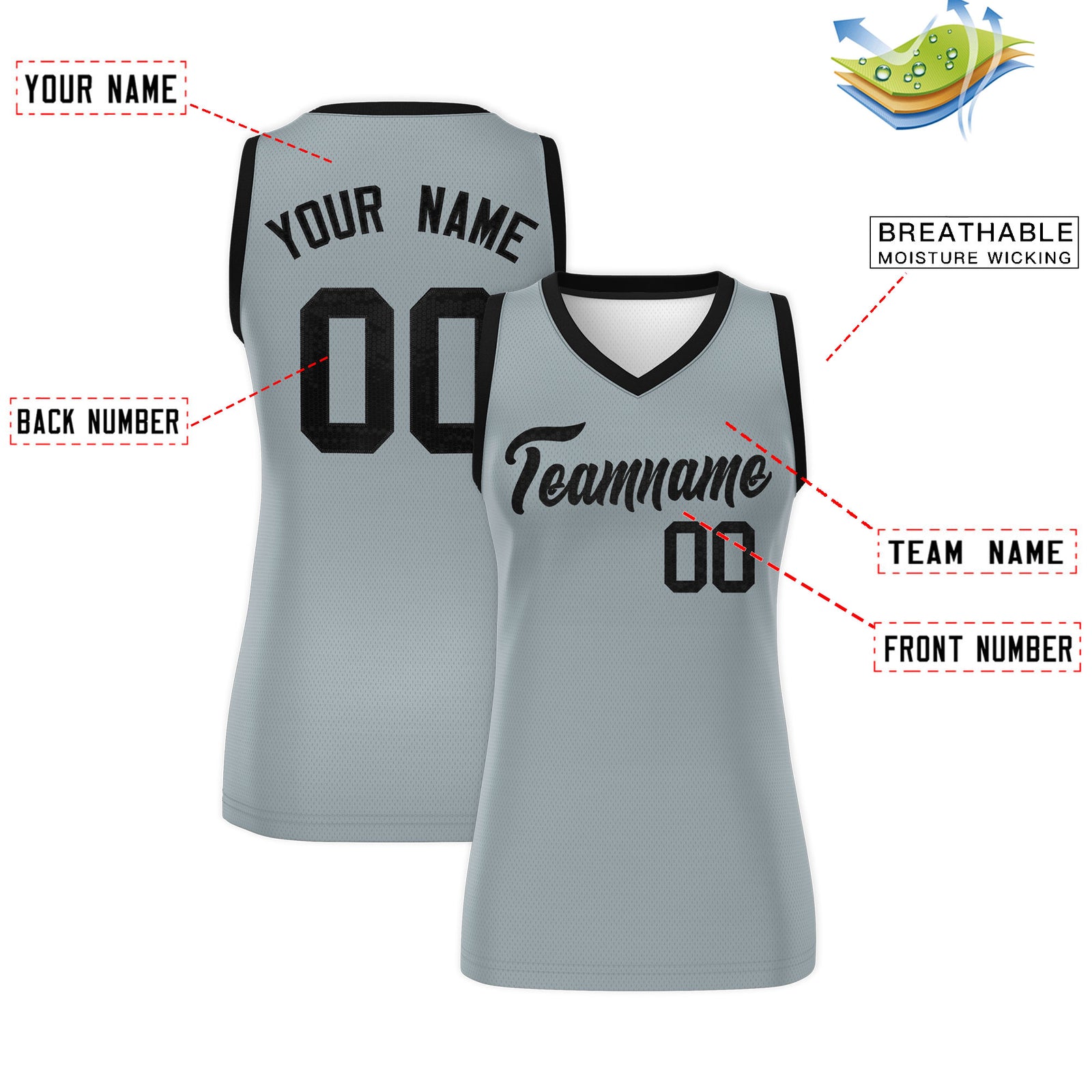 Custom Silver Black Women Basketball Jersey Dress