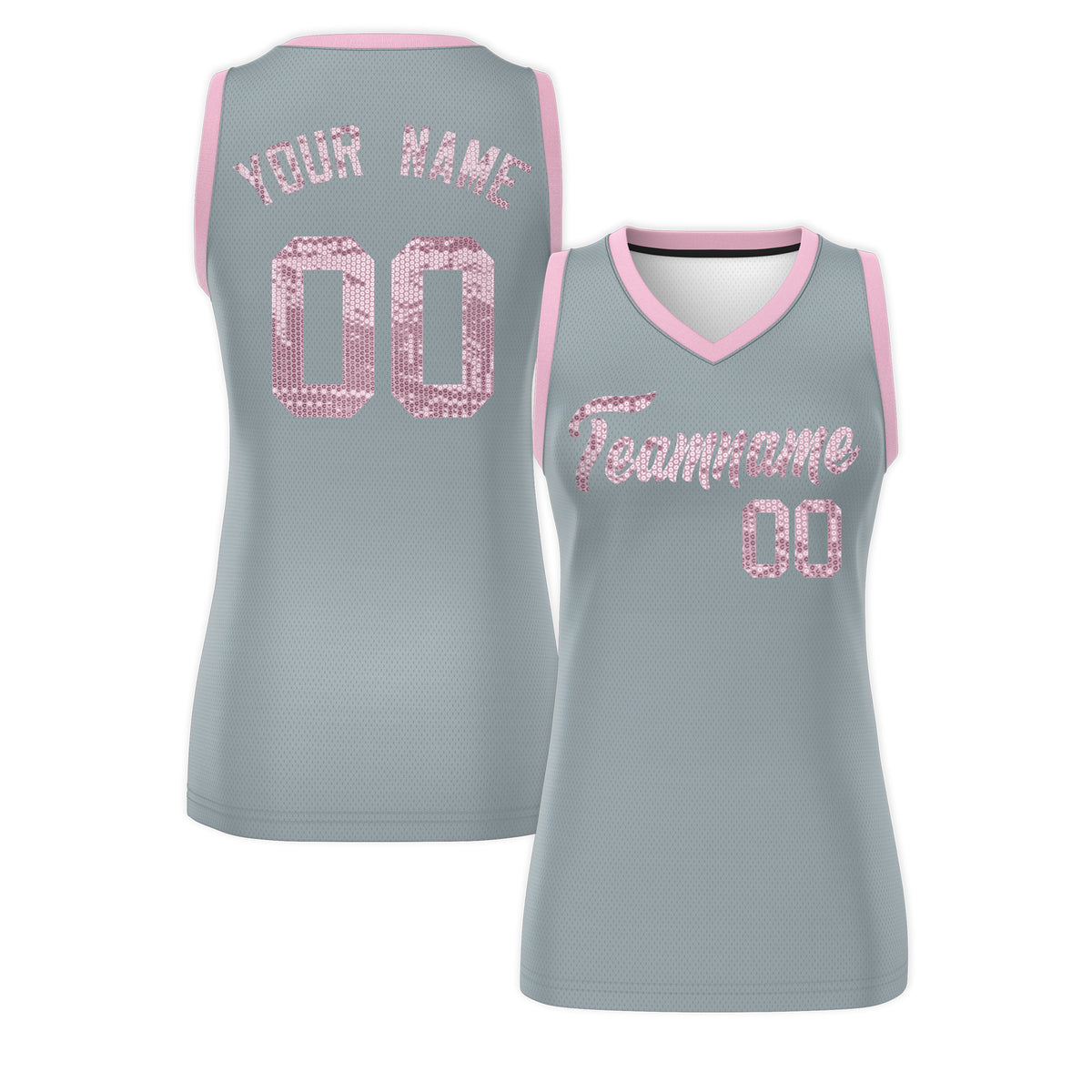 Custom Silver Light Pink Women Basketball Jersey Dress