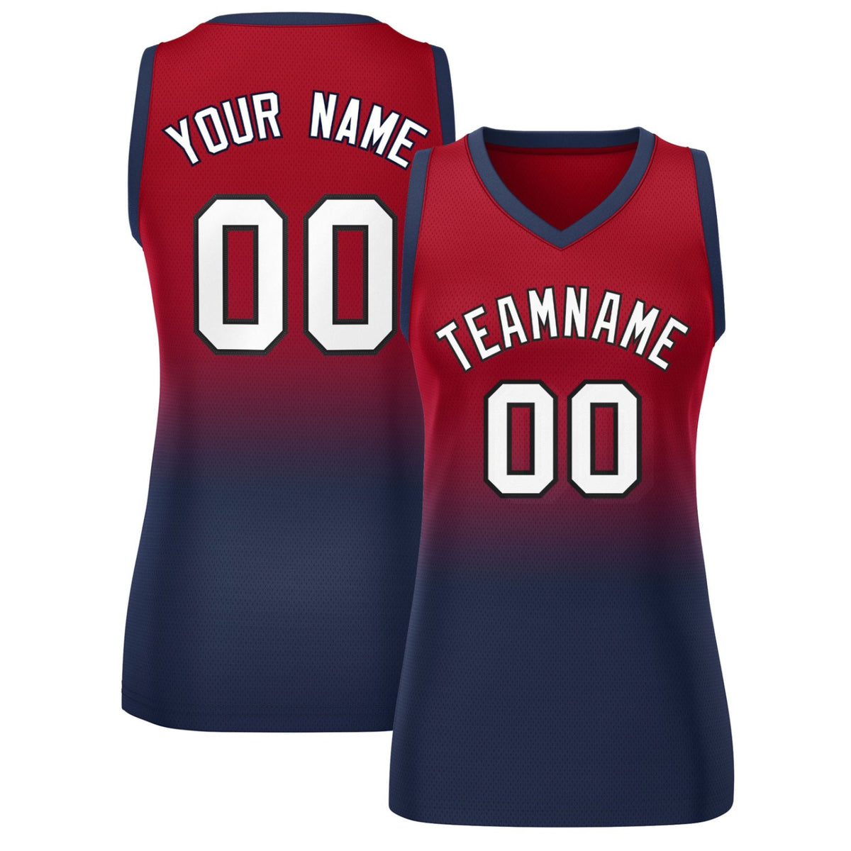 Custom Red Navy Gradient Fashion Tops Mesh Basketball Jersey For Women