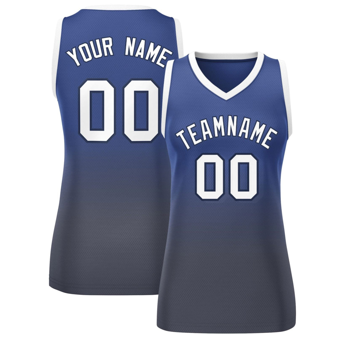 Custom Navy Gray Gradient Fashion Tops Mesh Basketball Jersey For Women