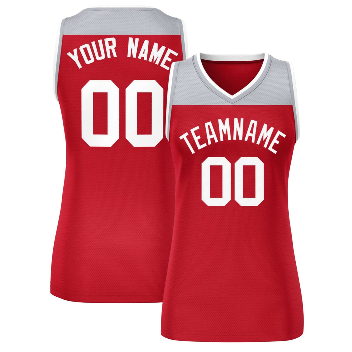 Custom Gray Red Color Block Fashion Tops Mesh Basketball Jersey For Women